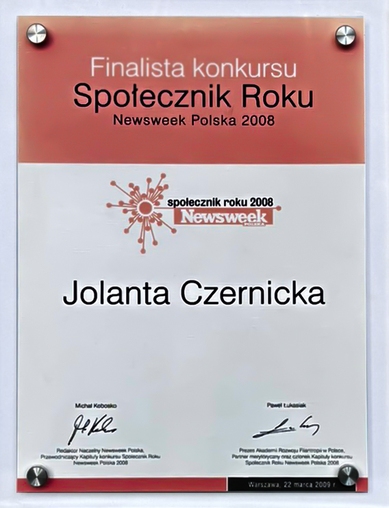 Newsweek Polska: Wyróżnienie „Społecznik Roku” 2008